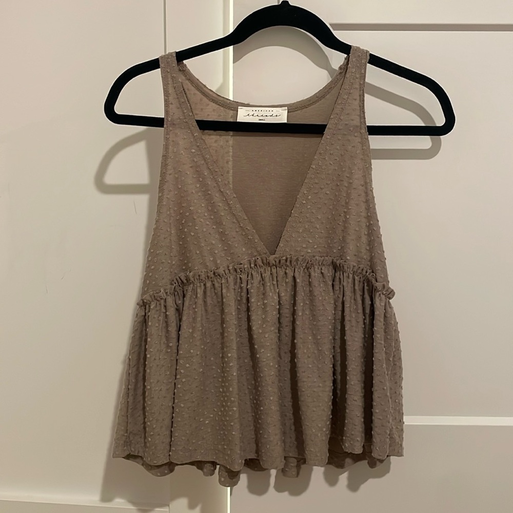 American Threads Top- Taupey Grey